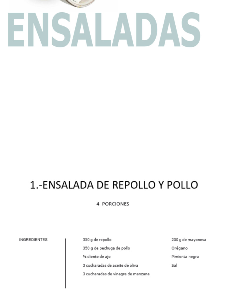Recetas de Ensaladas Saludables y Variadas | PDF | Vinagreta | ensalada