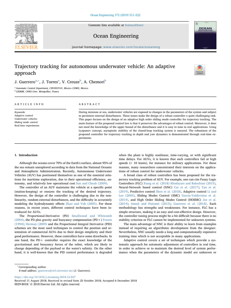 Adaptive Control for AUV Trajectory Tracking | PDF | Control Theory ...