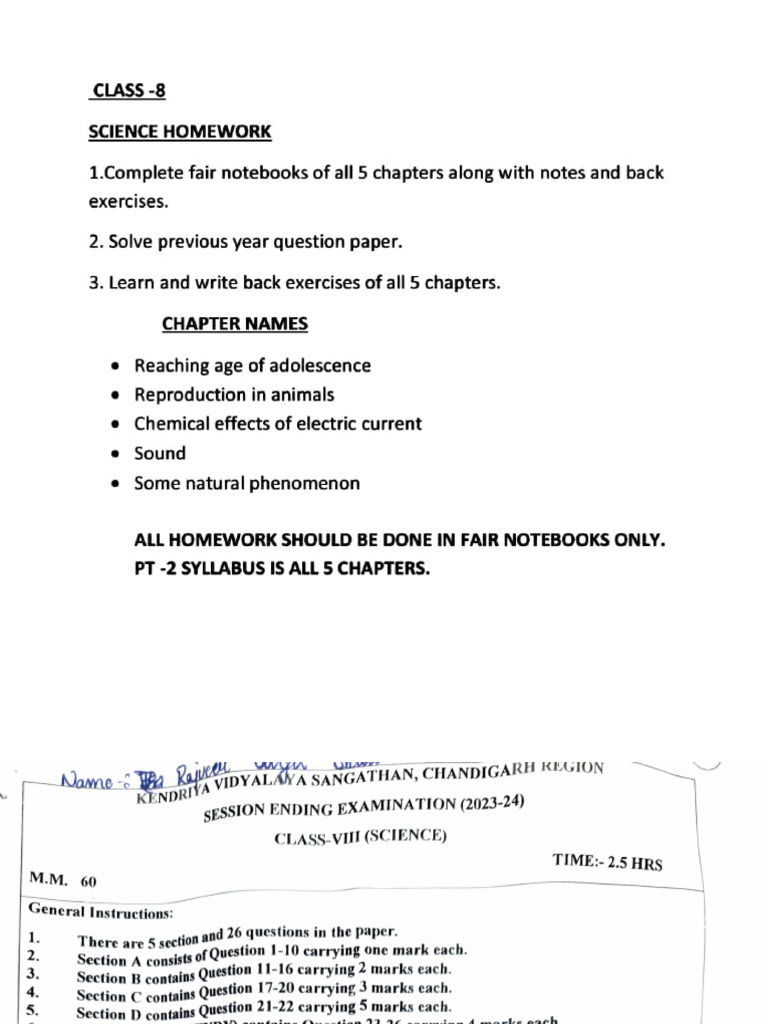 Class 8 Science Homework Guide | PDF | Puberty | Oxygen