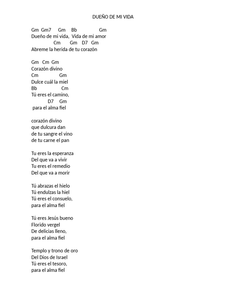 Dueño de mi vida: Letra y acordes | PDF
