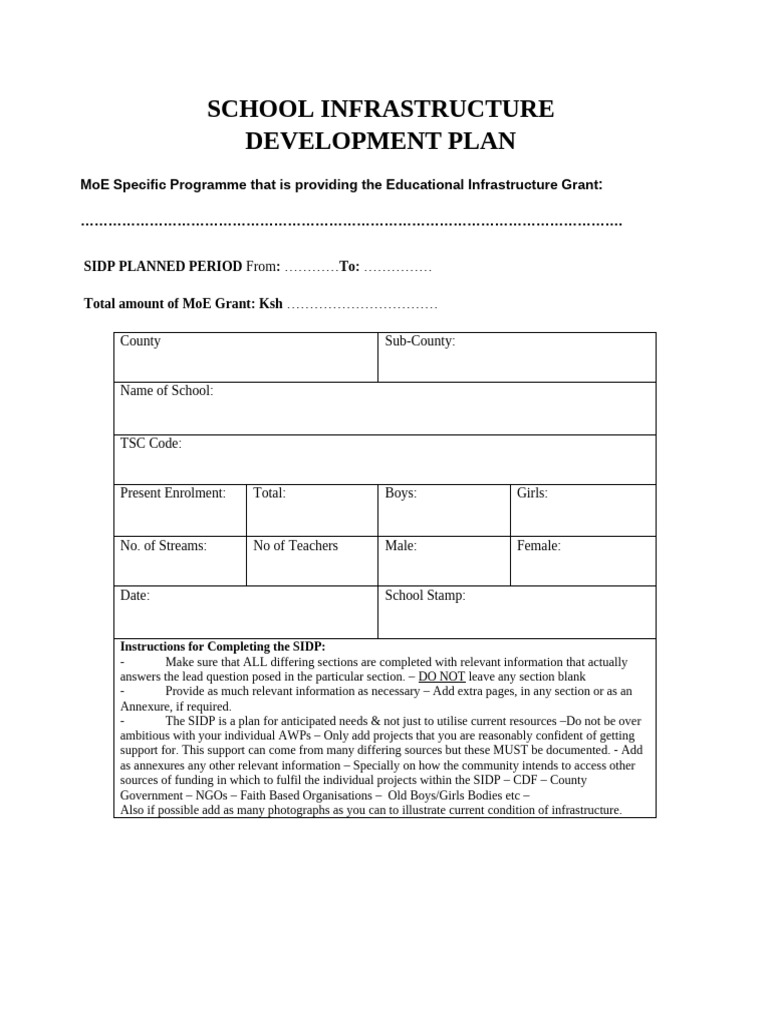 School Infrastructure Development Plan | PDF | Wall | Toilet