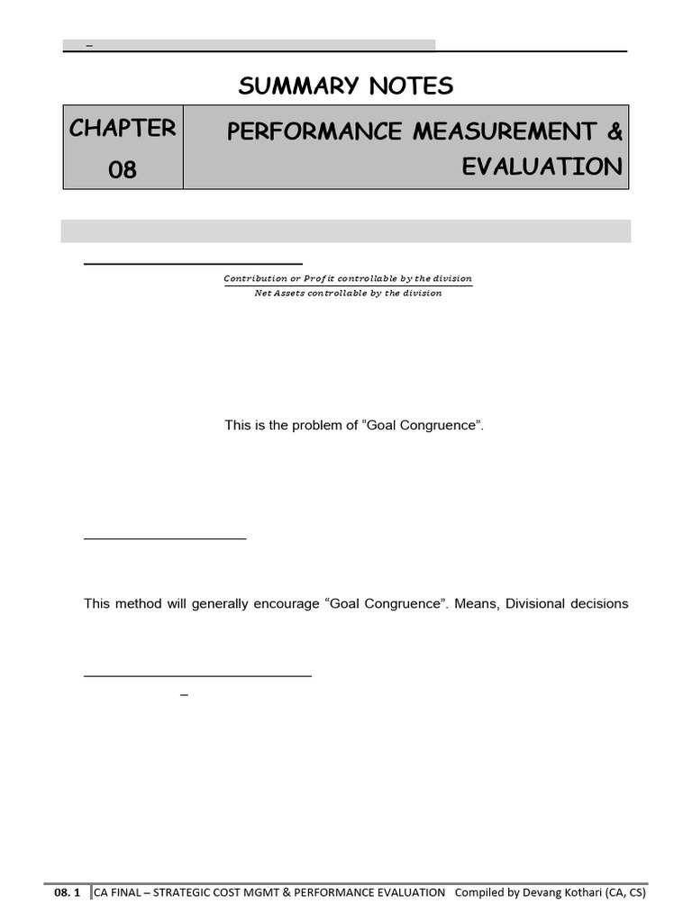 CH 08 Performance Measurement & Evaluation | PDF | Return On Investment ...