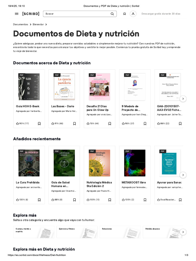 Documentos y PDF de Dieta y Nutrición - Scribd | PDF | Dieta | Nutrición
