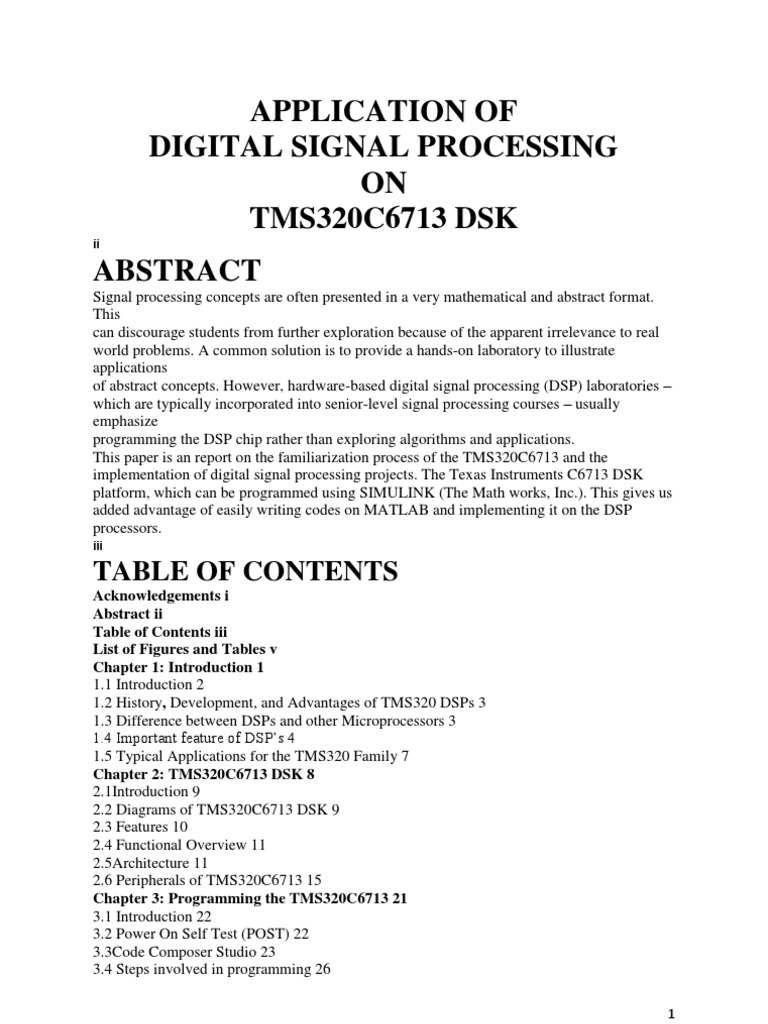 Application of Digital Signal Processing ON TMS320C6713 DSK PDF