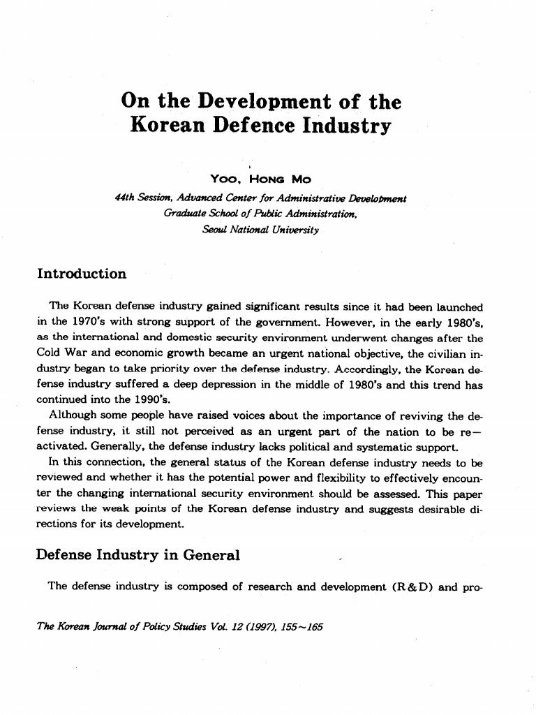 On The Development of The Korean Defence Industry | PDF