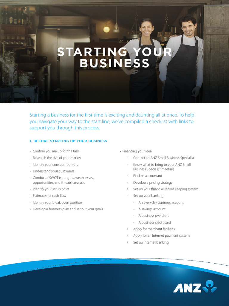ANZ Starting Your Business Checklist | PDF | Franchising | Economies