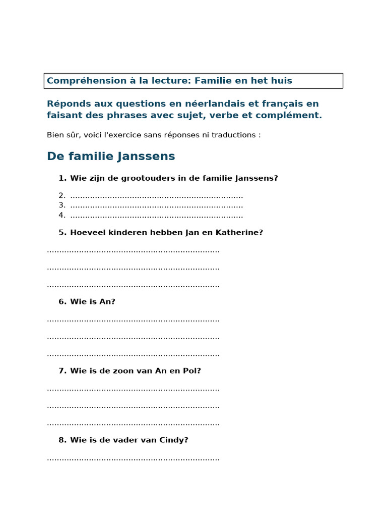 Thème 1,2 Familie en Huis | PDF