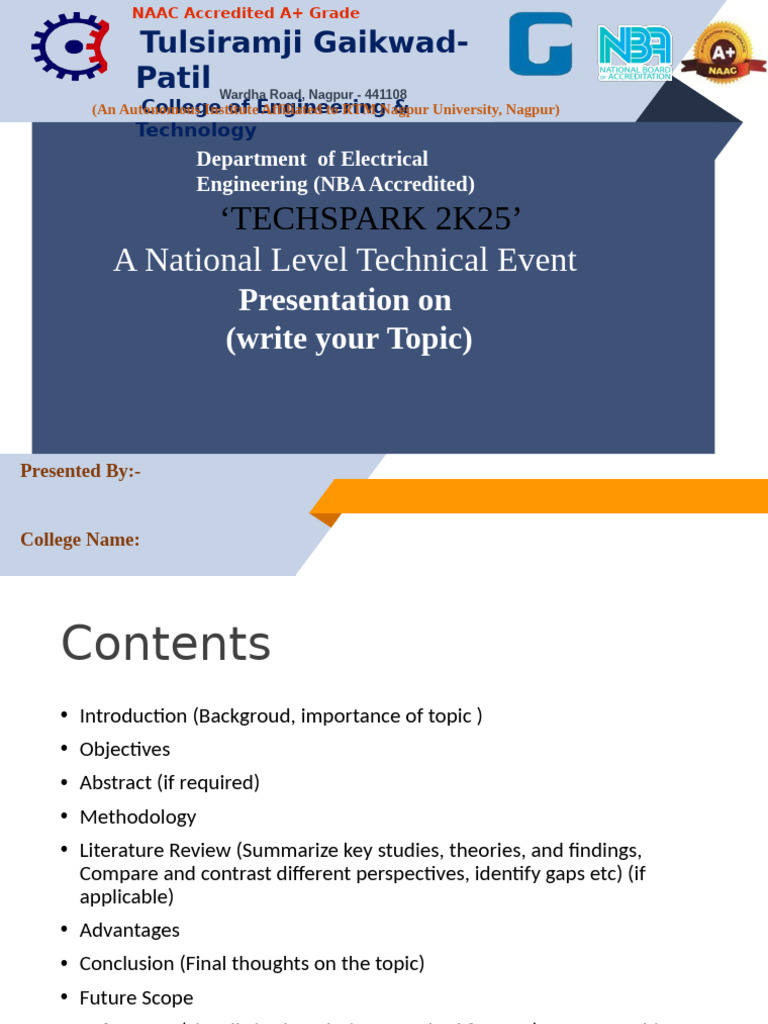 TechSpark 2K25 Event Presentation Guide | PDF