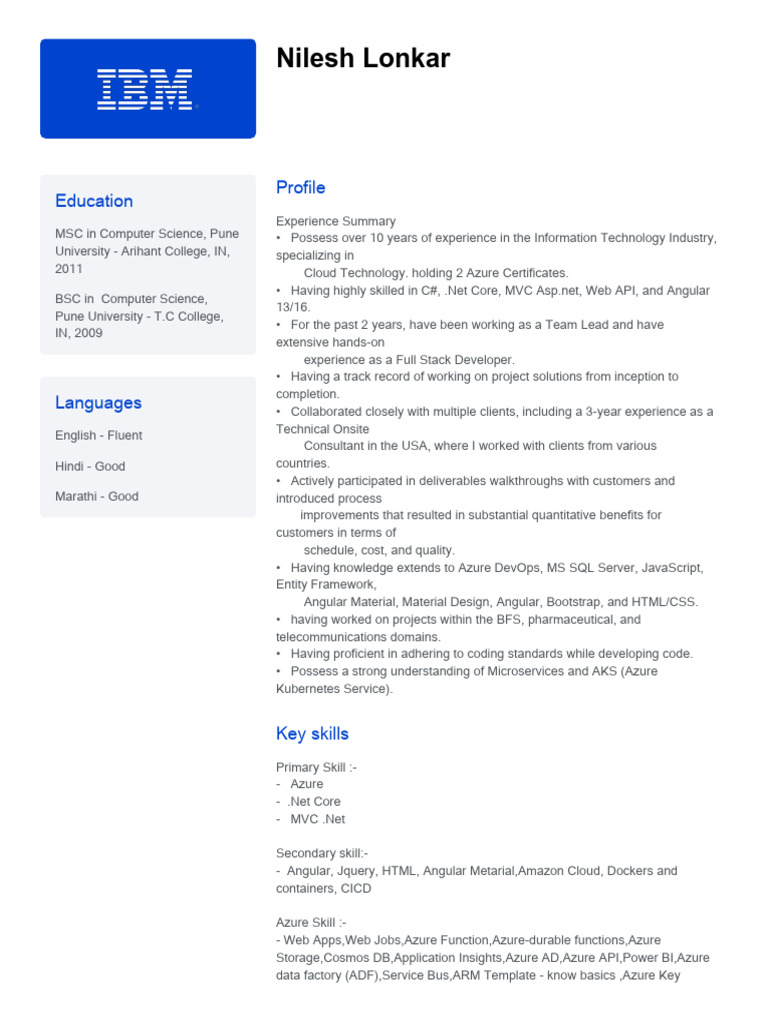 Azure Cloud Developer Profile Summary | PDF | Microsoft Azure | Cloud ...