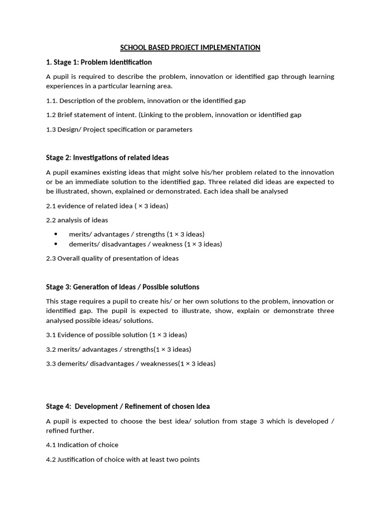 School-Based Project Stages Overview | PDF | Innovation | Cognition