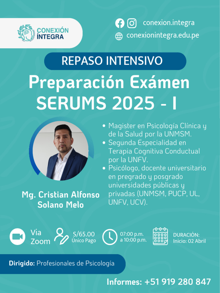 Repaso Intensivo Serums 2025 I | PDF | Psicoterapia | Sicología