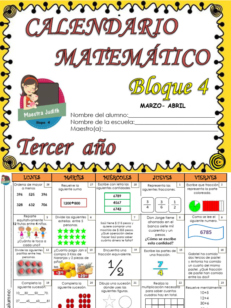 3° Calendario Matemático | PDF | Calendario | Adverbio
