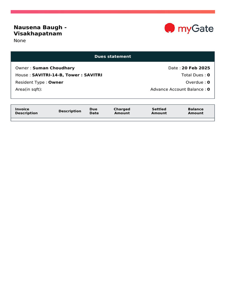 Dues Statement SAVITRI 14 B | PDF