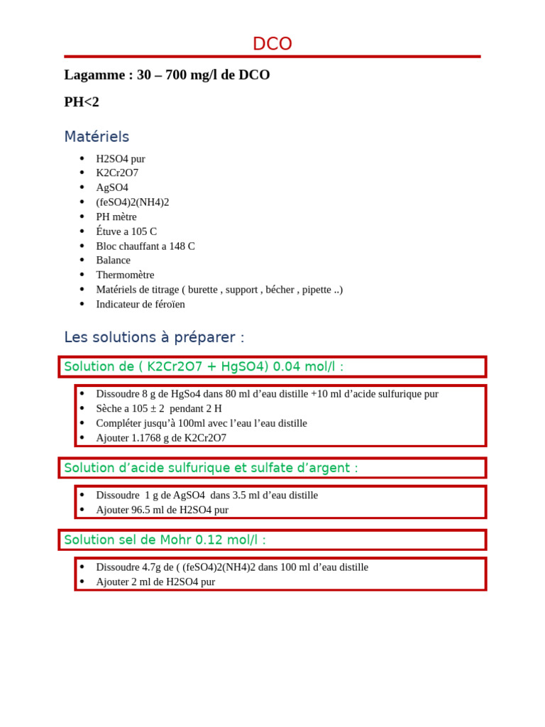Analyse de la DCO en laboratoire | PDF