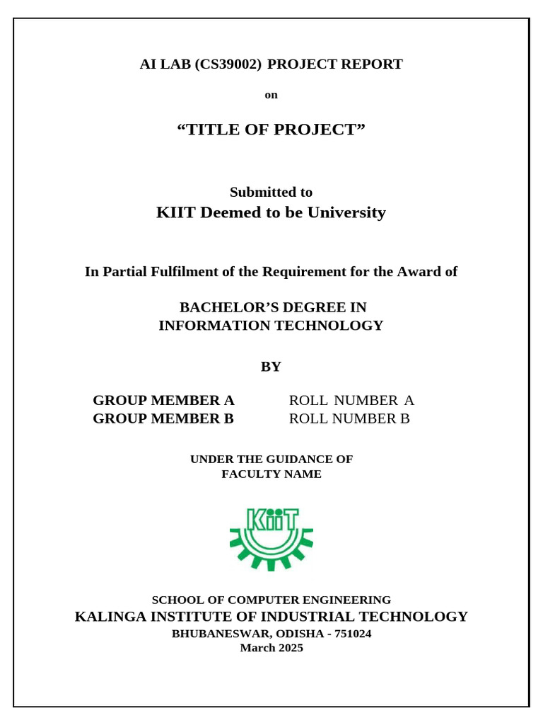AI Lab Project Report - KIIT B.Tech | PDF | Formal Verification | Software