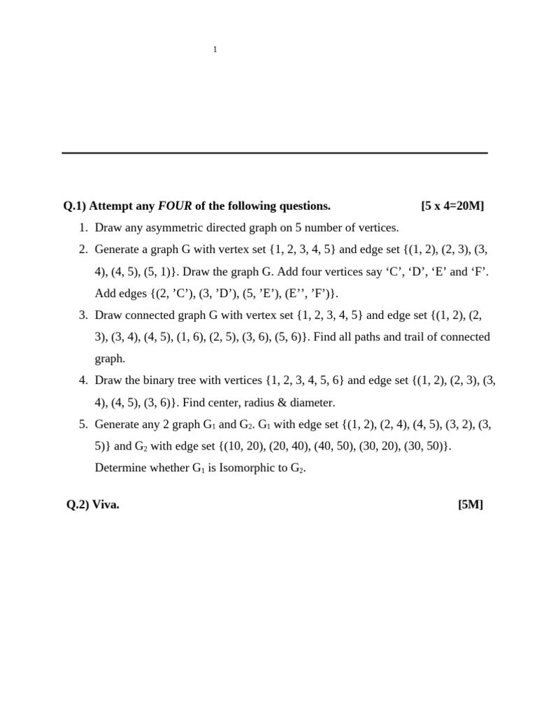 Graph Drawing and Analysis Exercises | PDF | Vertex (Graph Theory ...