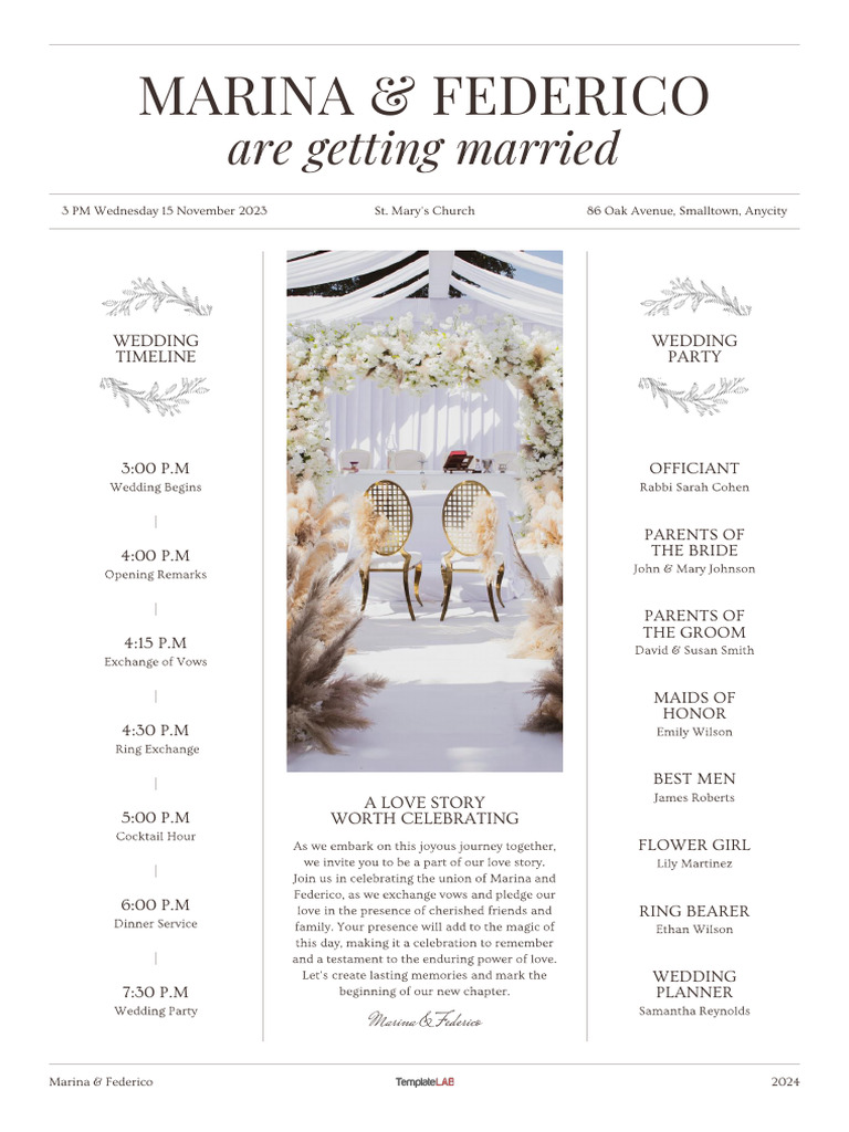 Newspaper Wedding Program Template | PDF