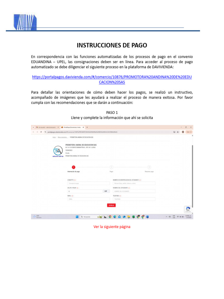 Instrucciones de Pago UPEL-Davivienda | PDF