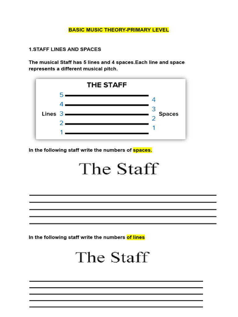 Worksheet For Music Test | PDF