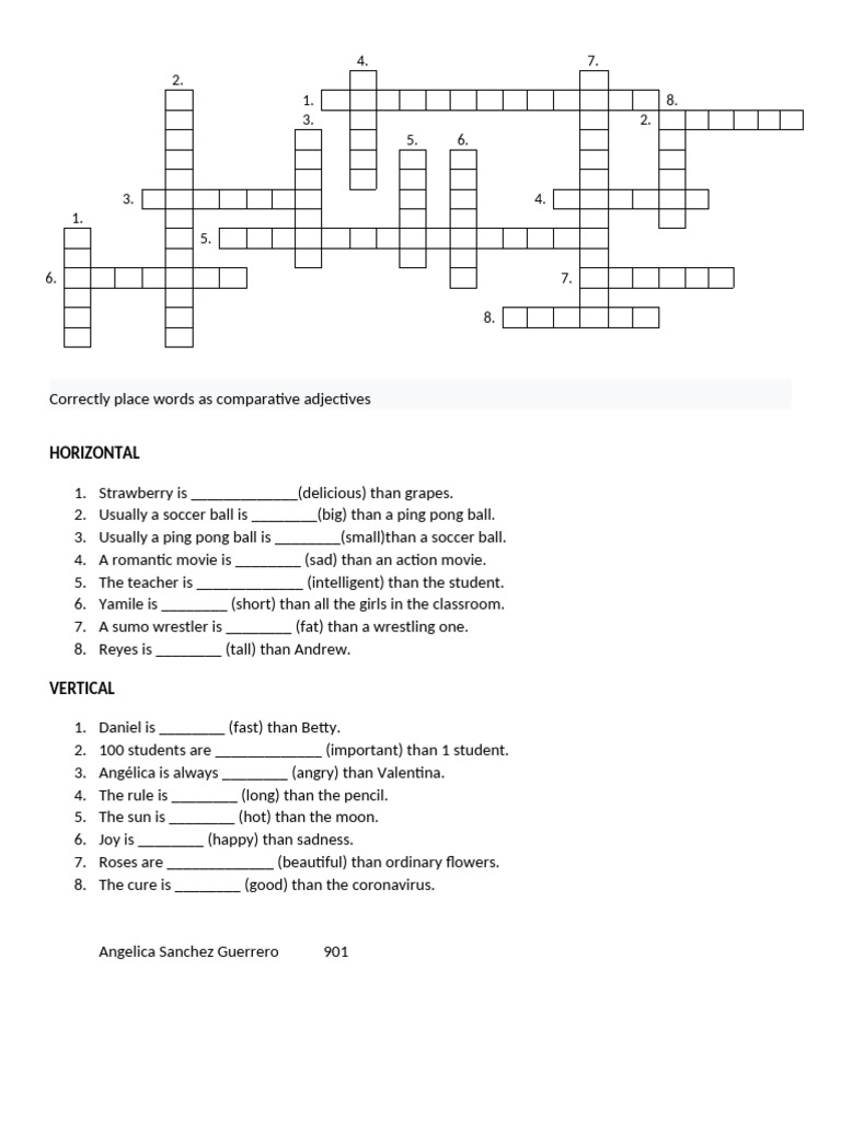 Comparative Adjectives Exercise | PDF