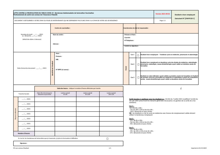 Bordereau de remboursement CPAM étudiant | PDF | Vaccination | Santé ...
