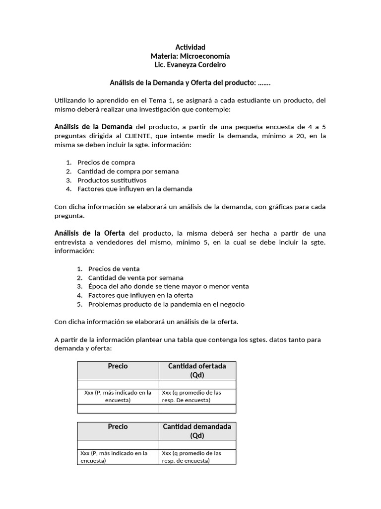 Análisis de Demanda y Oferta en Microeconomía | PDF