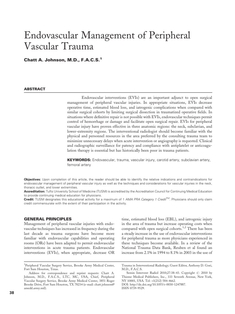 A-Endovascular Management of Peripheral Vascular Trauma 2010 | PDF ...