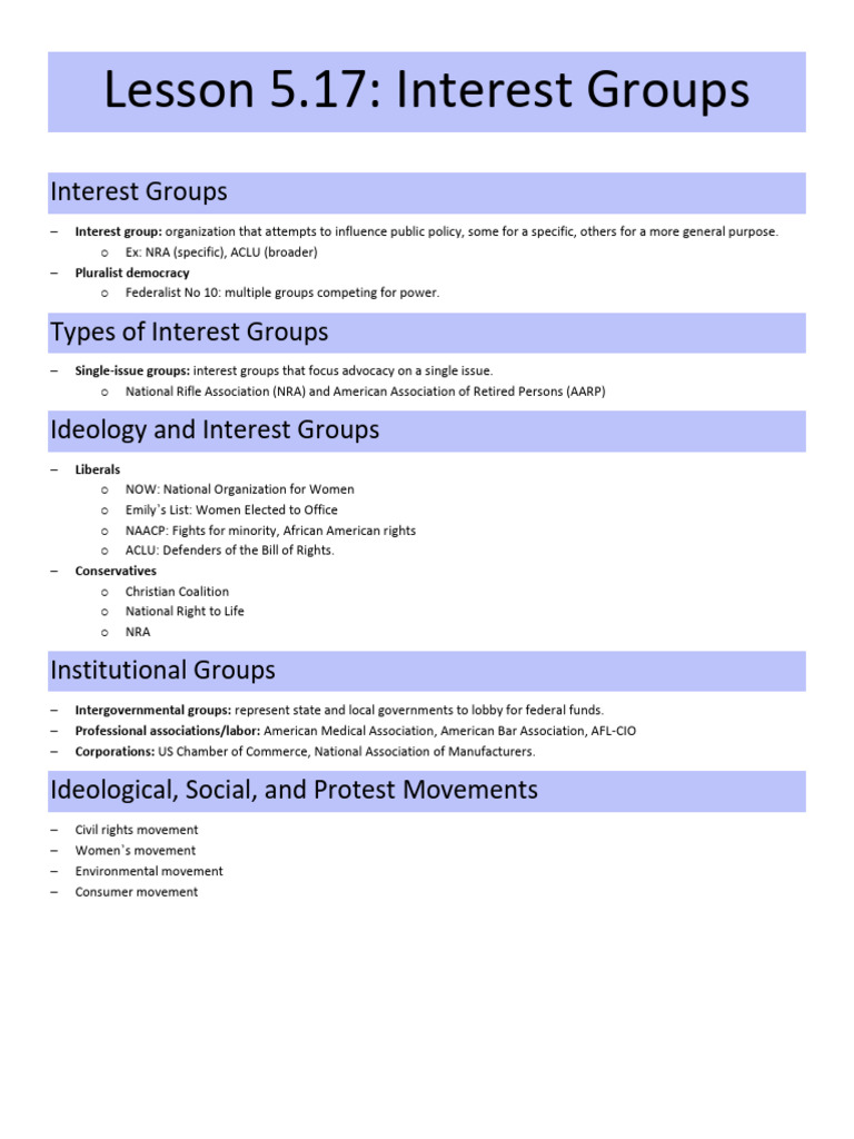 Understanding Interest Groups and Lobbying | PDF | United States ...