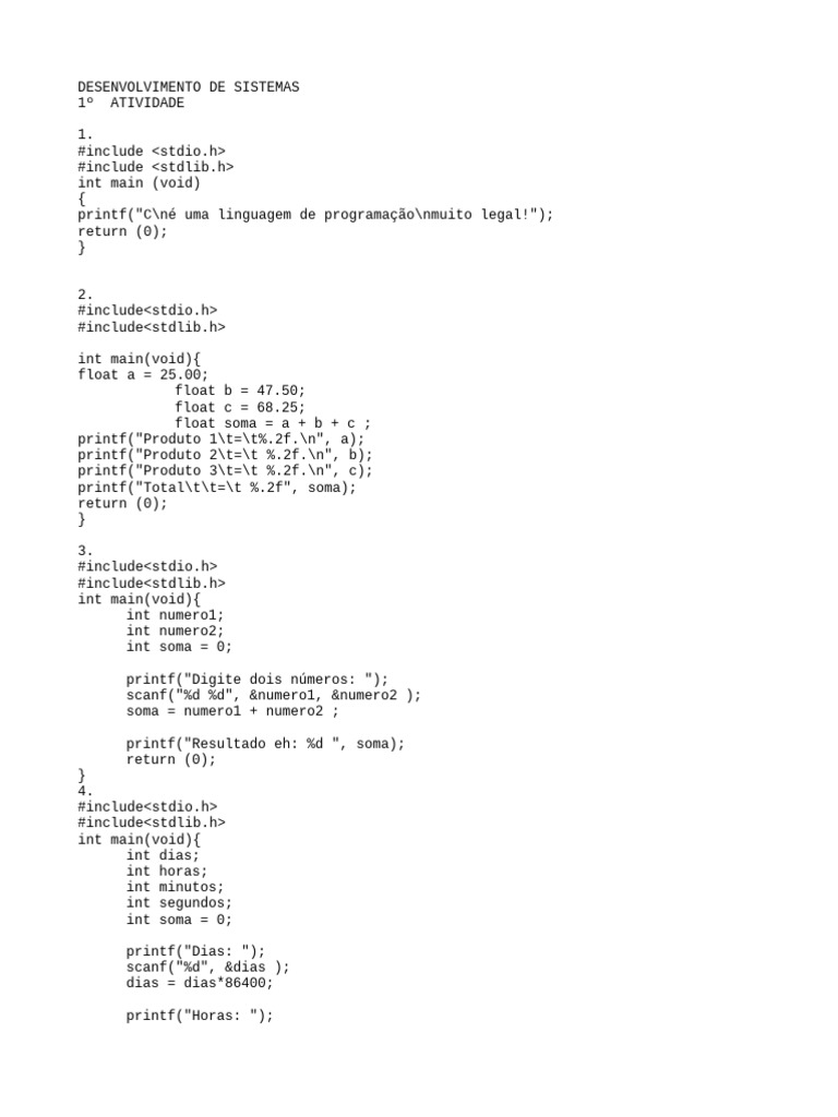 Exemplos de Programação em C: Estruturas e Funções | PDF | Ponteiro ...