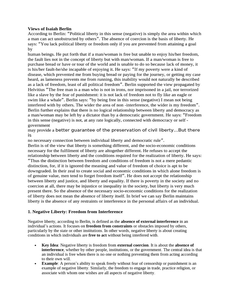 Berlin's Views on Negative and Positive Liberty | PDF | Liberty