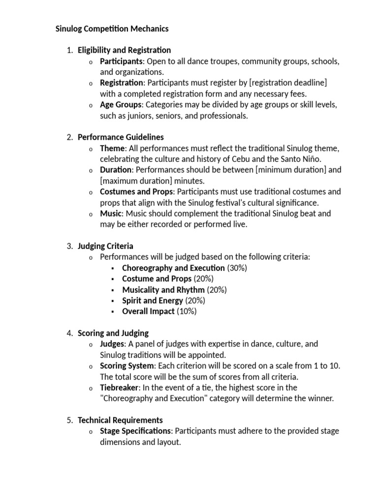 Sinulog Competition Guidelines and Criteria | PDF