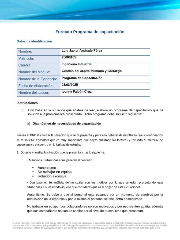 Programa de Capacitación en Liderazgo | PDF | Liderazgo | Información