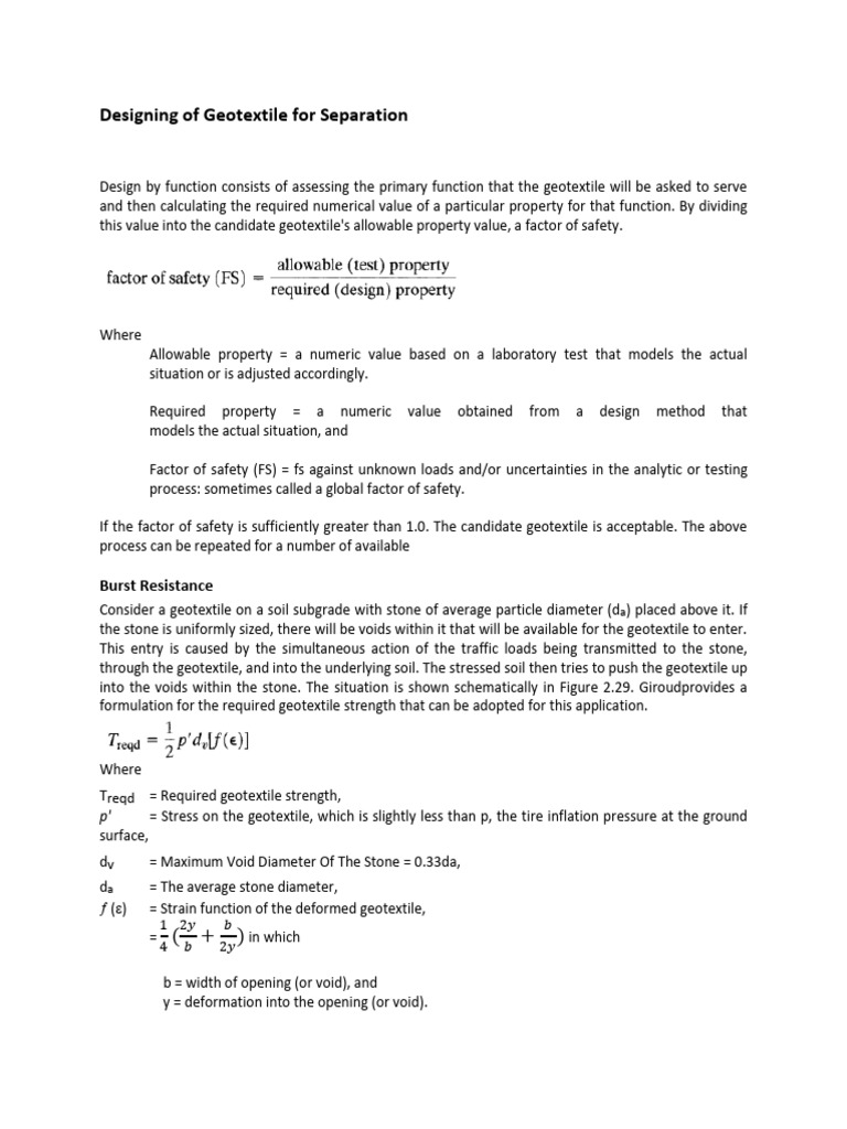 Geotextile Design for Separation Layers | PDF | Deformation ...
