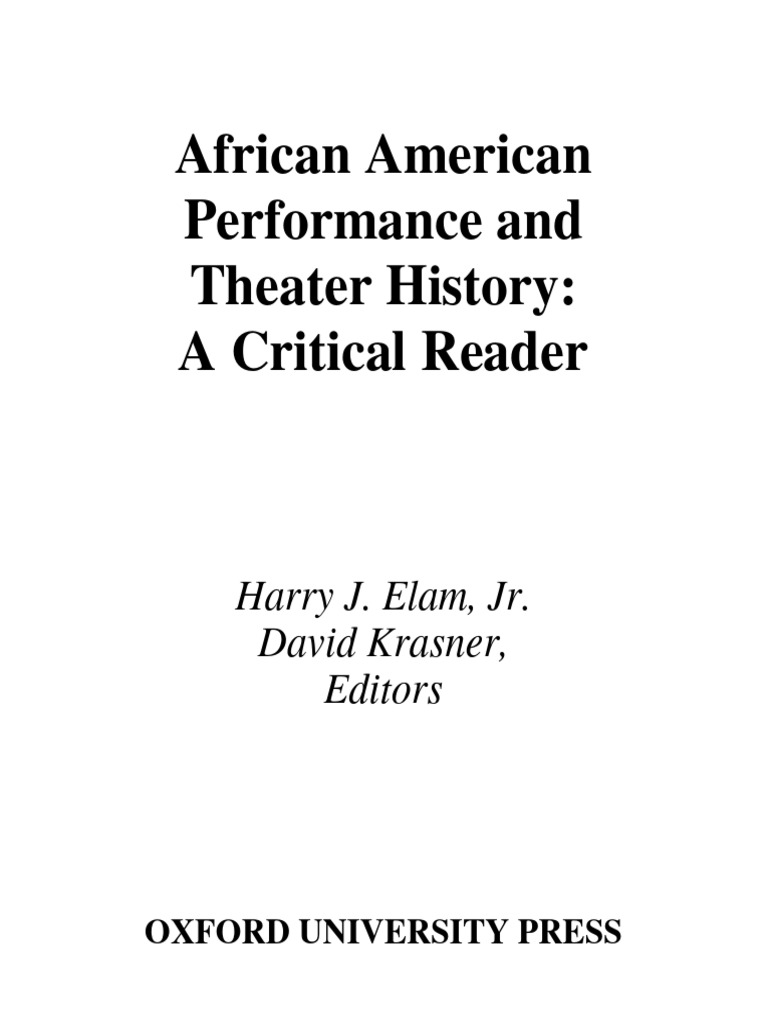 African American Theater History Reader | PDF | Gender | Gender Studies