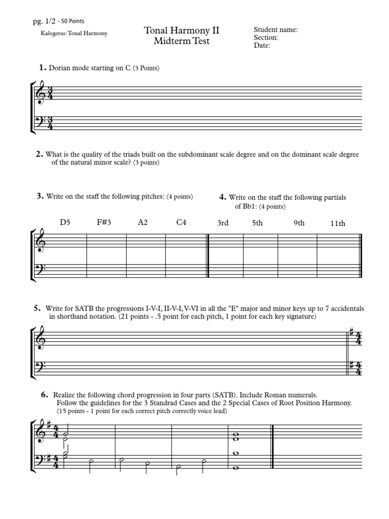 4 Tonal+Harmony+II+ +midterm+ +fall+2021 | PDF | Harmony | Chord (Music)