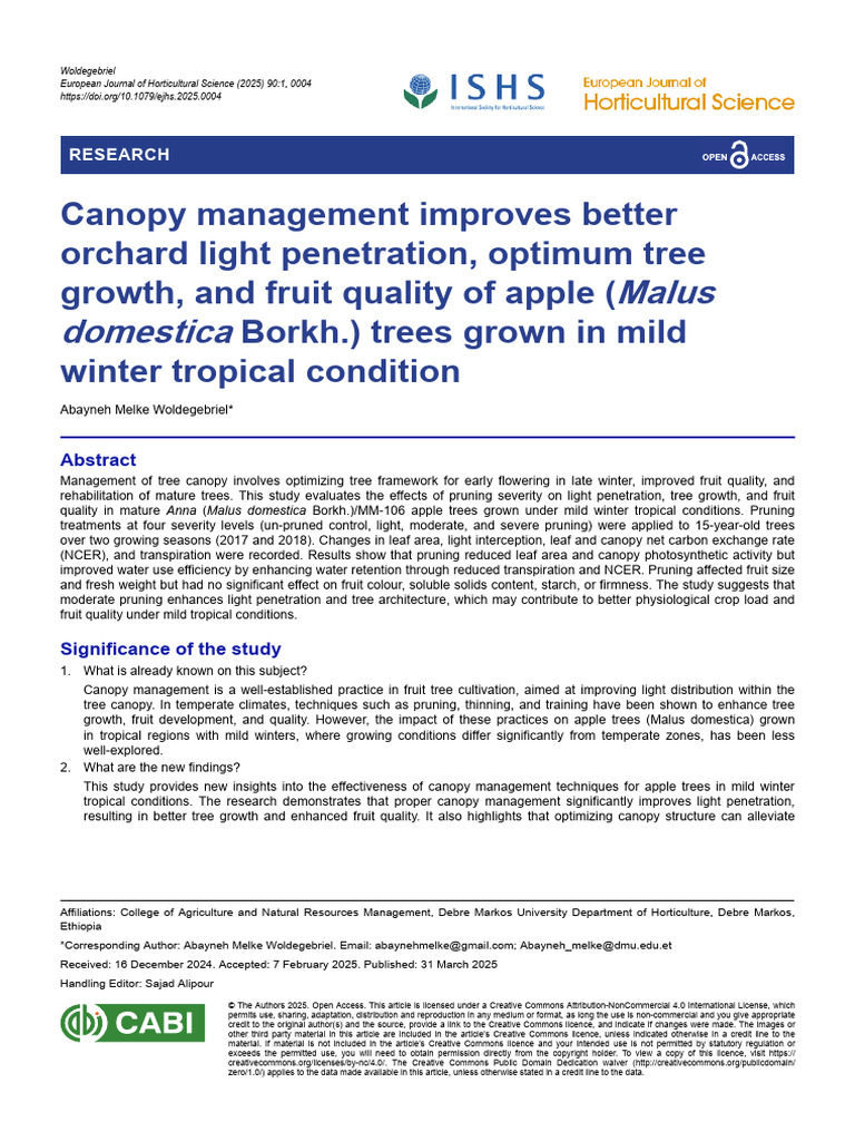 Canopy Management for Apple Trees | PDF | Pruning | Apple