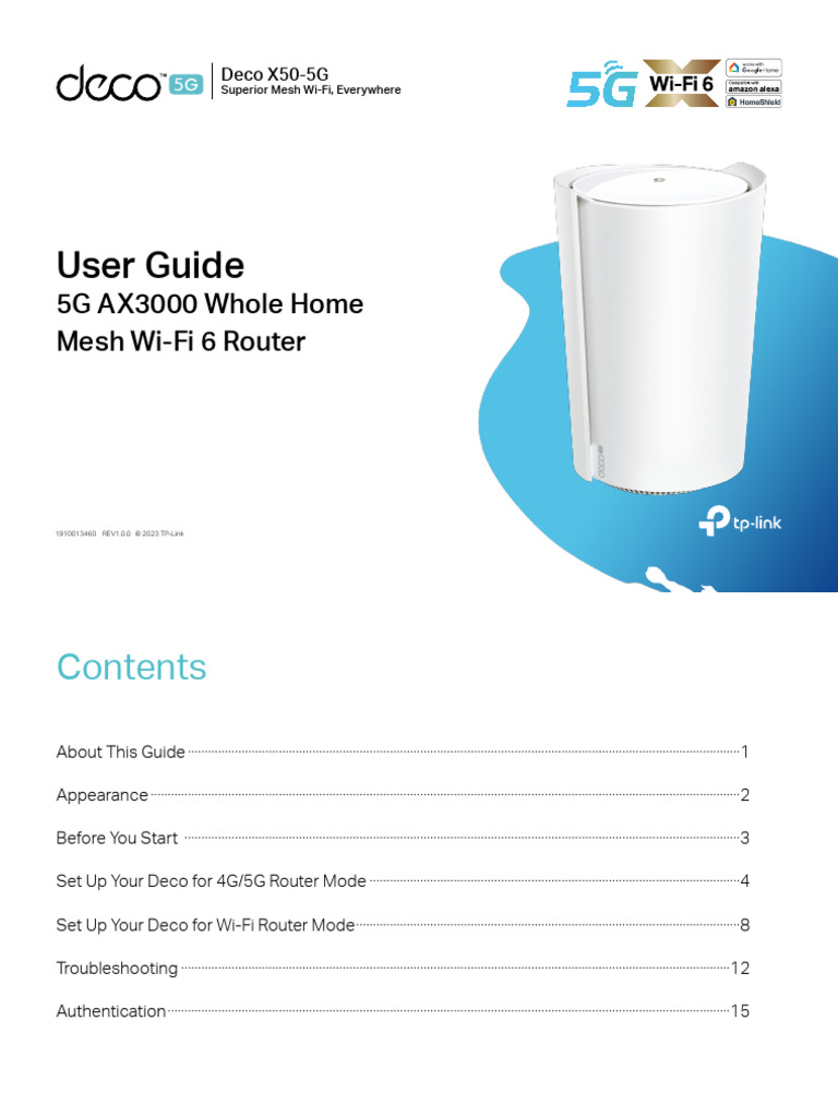 Deco X50-5G User Guide | PDF | Wi Fi | Wide Area Network