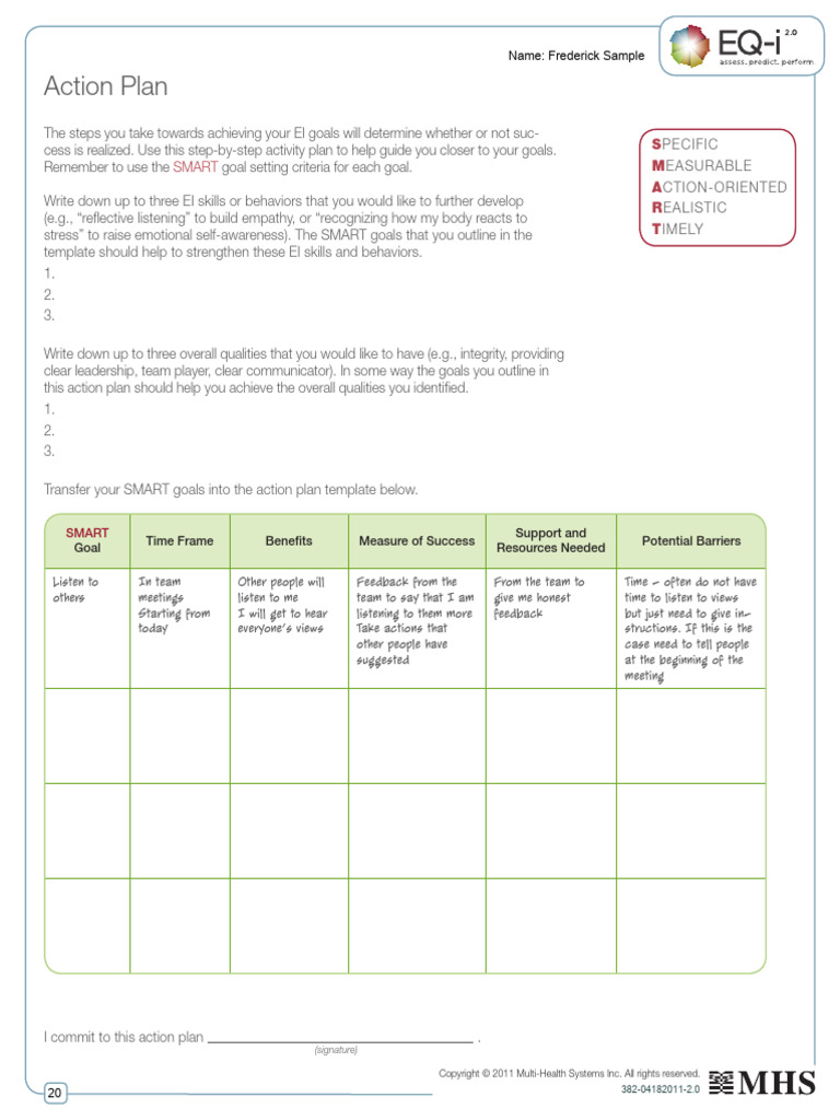 EQi Sample Client Report - Action Plan - L | PDF | Goal | Goal Setting