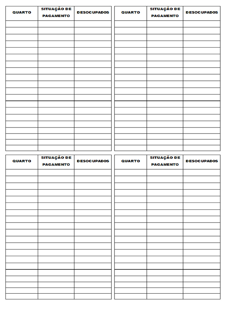 Ficha de Quartos | PDF