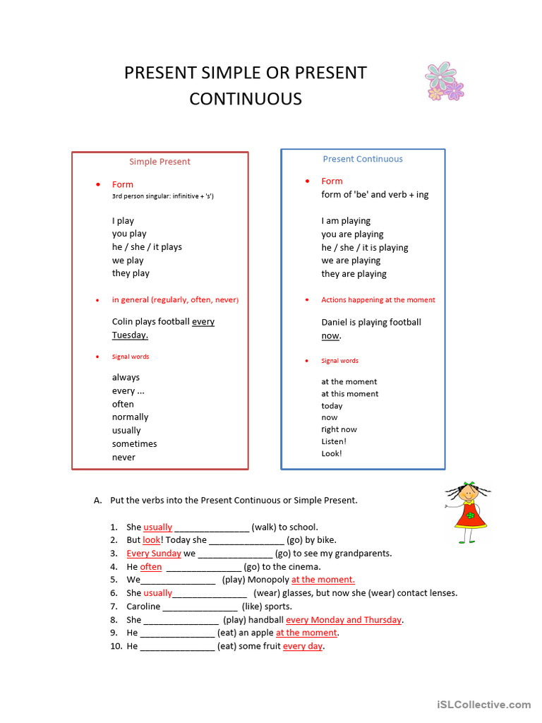 Present Simple vs. Present Continuous | PDF