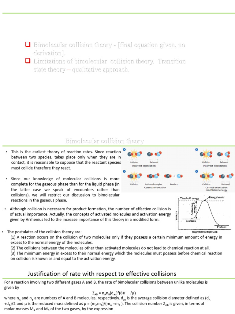 Bimolecular Collision Theory Overview | PDF | Reaction Rate | Chemical ...