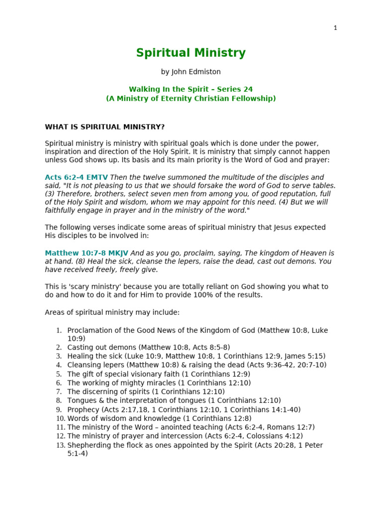 Understanding Spiritual Ministry | PDF | Jesus | Gospel Of Matthew