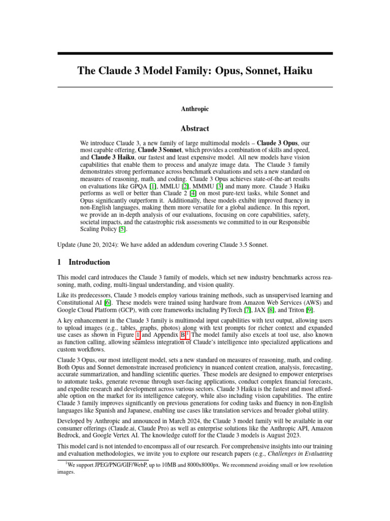 Claude 3 Model Family Overview | PDF | Artificial Intelligence