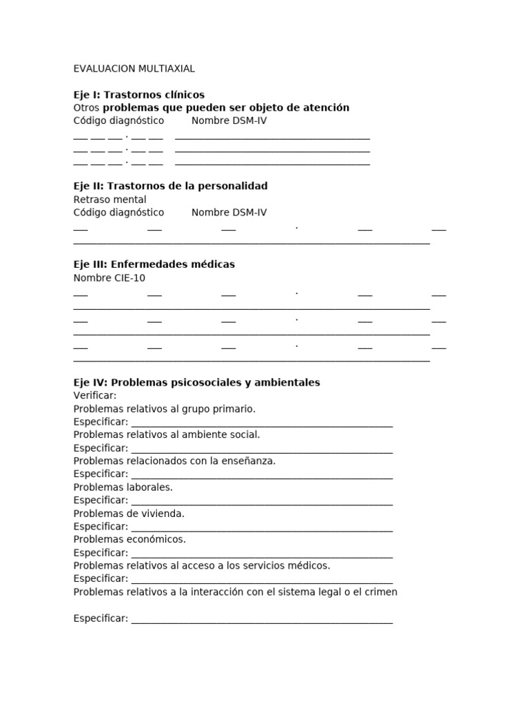 Evaluación Multiaxial DSM-IV | PDF