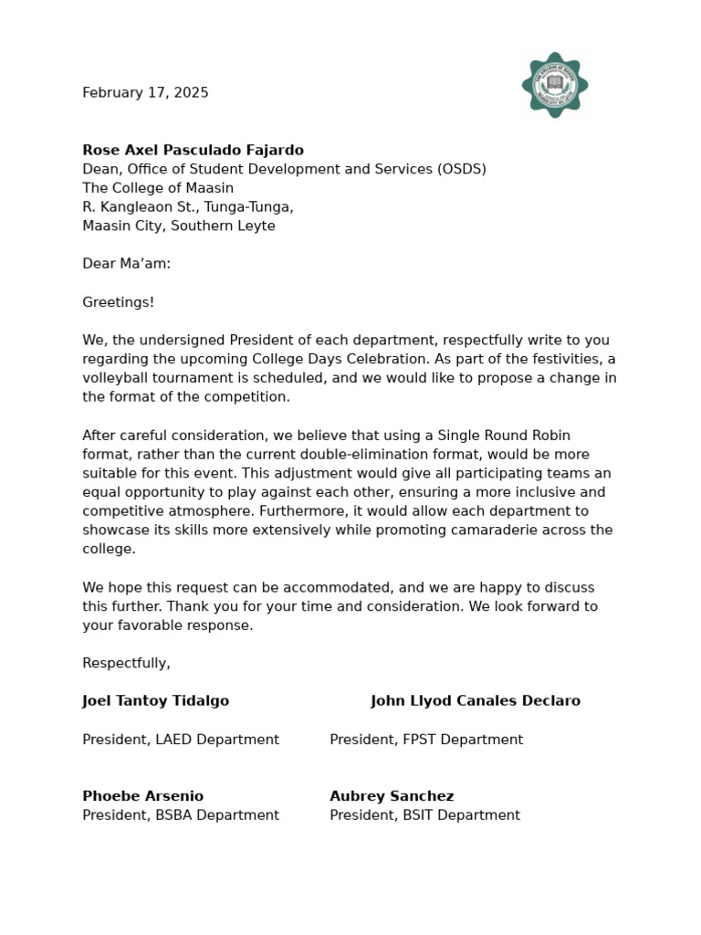 Letter To OSDS | PDF