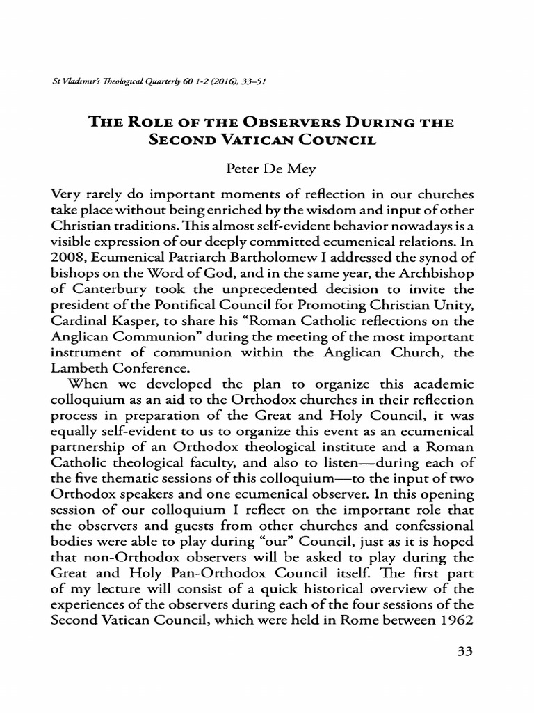 Observers' Impact at Vatican II | PDF | Ecumenism | Eastern Orthodox Church