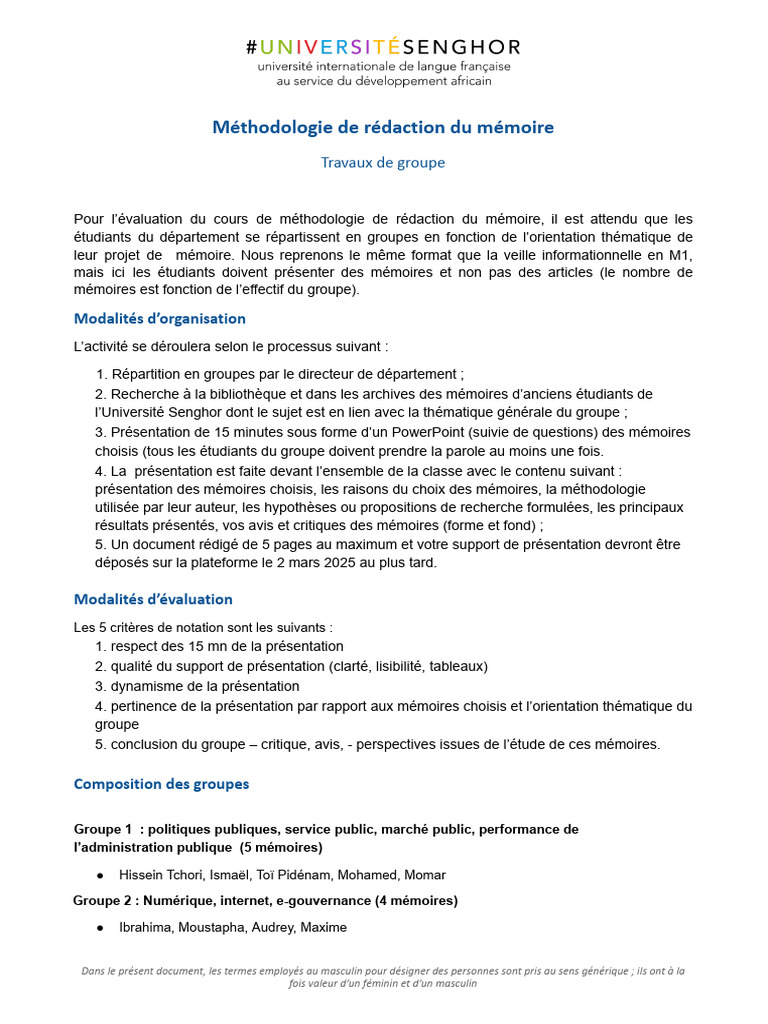 M thodologie De R daction De M moire PDF