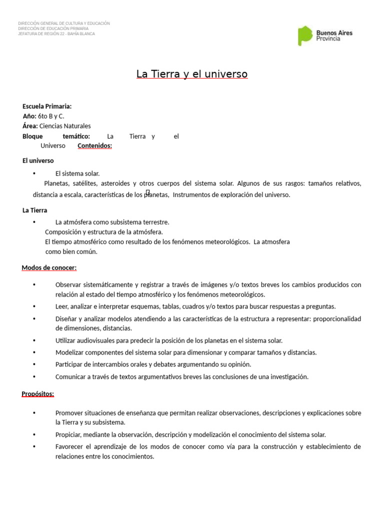 La Tierra y el Universo en 6to Grado | PDF | Planetas | Sistema solar