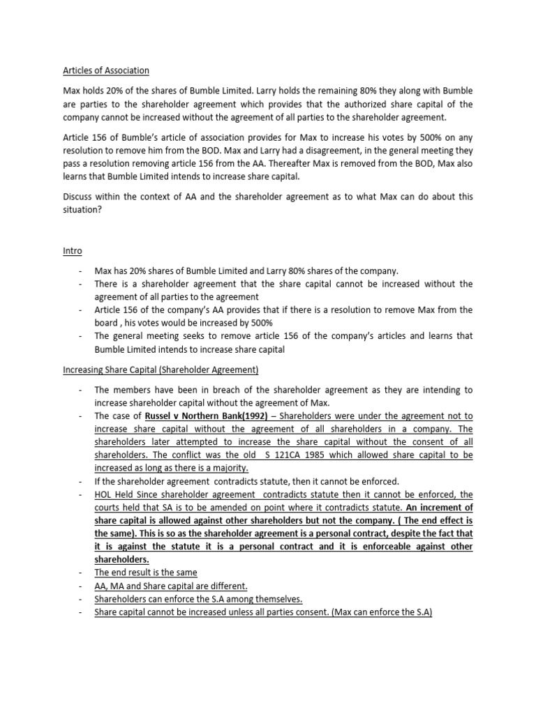 Max's Rights in Bumble Limited's AA | PDF | Articles Of Association ...