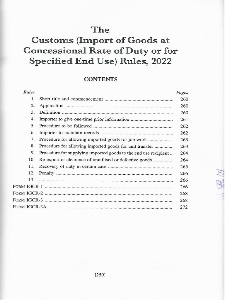 Customs (Import of Goods at Concessional Rate of Duty or For Specified ...